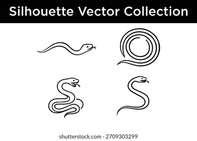 Una colección de varias siluetas de serpientes en formato Vector, perfectas para proyectos de diseño.