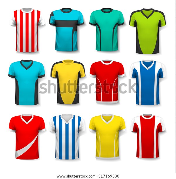 Collection Various Soccer Jerseys Tshirt Transparent Stock Vector ...