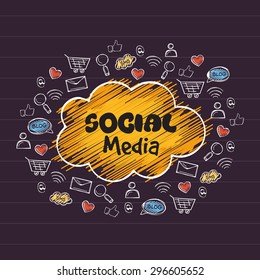 Collection of various social media icons, signs and symbols for online communication concept. 