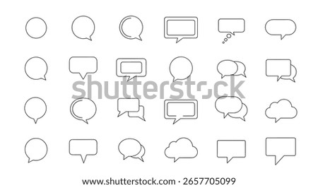 Collection of various speech bubbles and conversation icons demonstrating communication methods and dialogue boxes