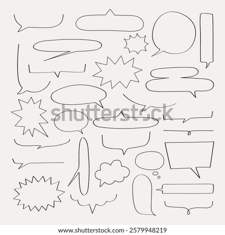 A collection of various speech bubbles, including different shapes and sizes. Speech bubbles for comics, illustrations, and design projects. Speech bubbles outlined. Message illustration vector.