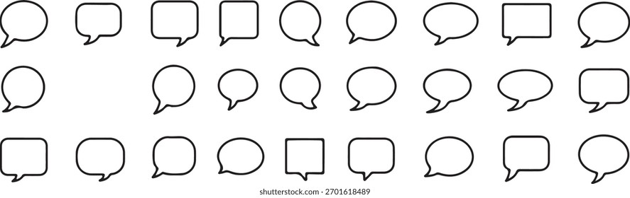 Collection of various speech bubbles and thought bubbles simple icons