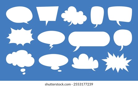 Collection of various speech and thought bubbles. Blank empty speak bubble text, message box, chatting box. Vector cartoon illustration