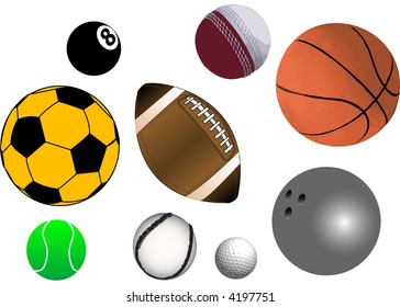 Collection of various sports ball in vector format (fully resizable and editable)