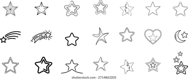 Collection of various star shapes and designs