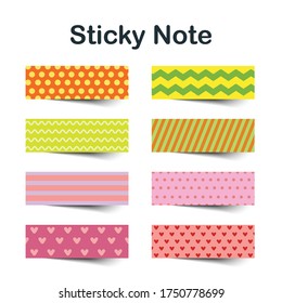 Collection of various sticky note, Vector illustration template design.