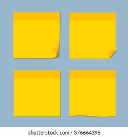 Collection of various sticky note and white note papers, ready for your message. Vector illustration.