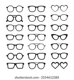 A Collection of various styles of Sunglasses Silhouettes Vector Illustration