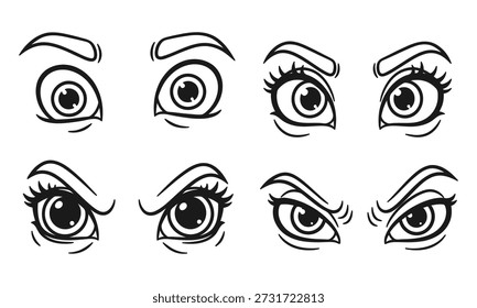 Colección de varias expresiones y Formas de ojos humanos estilizados