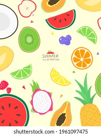 Collection of various summer object illustrations