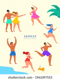 Collection of various summer object illustrations