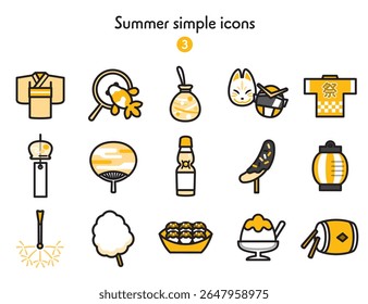 Uma coleção de vários ícones de férias de verão