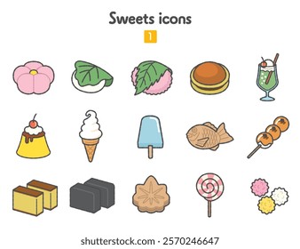 Collection of various sweets icons