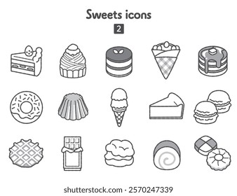 Collection of various sweets icons