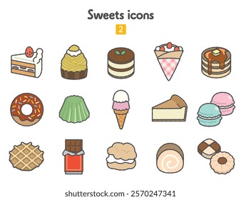 Collection of various sweets icons