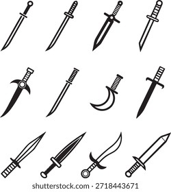 Collection of Various Sword and Dagger Icons