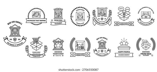 Una colección de varios símbolos y logotipos, como un corazón, una caja, un árbol y un perro. Estos símbolos representan diferentes ideas y conceptos, como el amor, la protección, el crecimiento y la compañía
