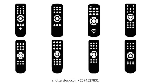 Collection of Various Television Remote Control Icons Designs in Black