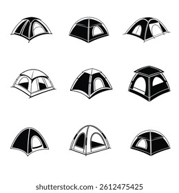 Collection of various tent designs for camping and outdoor adventures.