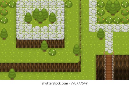 Collection of various tiles and objects for creating village themed video games