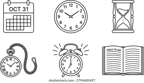A collection of various timekeeping and scheduling tools for daily organization