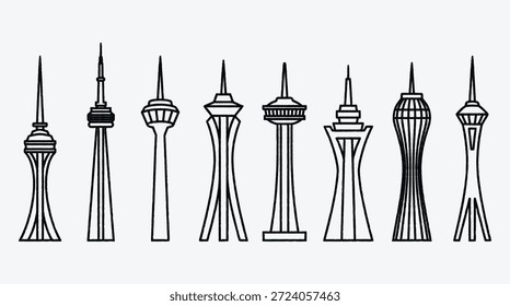 Collection of various tower buildings from around the world architecture designs