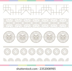 Collection of various traditional Korean patterns and frames.