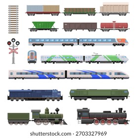 Recolha de vários modelos de comboios e elementos ferroviários