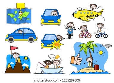   Collection Of Various Travel Concepts Cartoon Professional Businessman