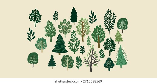 colección de varios árboles en la naturaleza