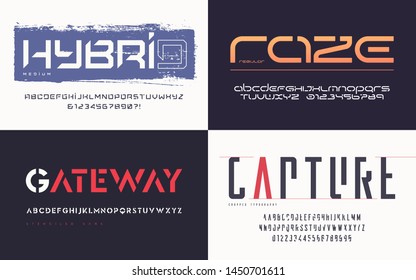 Collection of various trendy vector fonts, typefaces, alphabets.