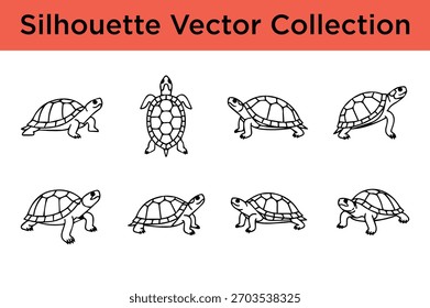 A collection of various turtle and tortoise silhouettes in vector format, perfect for design projects.