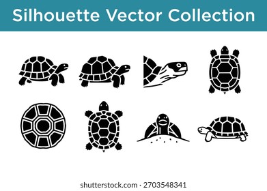 A collection of various turtle and tortoise silhouettes in vector format, perfect for design projects.