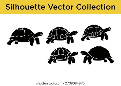 A collection of various turtle and tortoise silhouettes in vector format, ideal for design projects and animal themes.