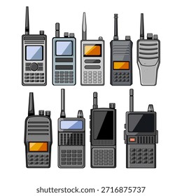 Collection of various two way radios featuring different designs, antennas, and screens, representing portable communication technology essential for emergency services and professional use