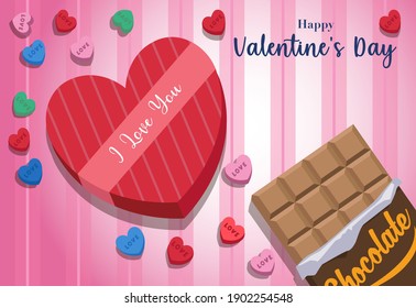 colección de varios tipos de chocolates y dulces del corazón valentinos