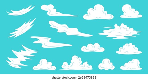 Collection of various types of white clouds in the sky