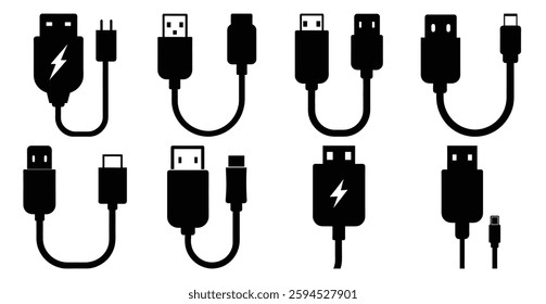 Collection of Various USB Cable Connectors and Charging Cables