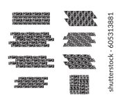 Collection of various variants of brick and stone masonry. Templates for construction or repair design.Hand drawn vector elements. Real pastel texture.