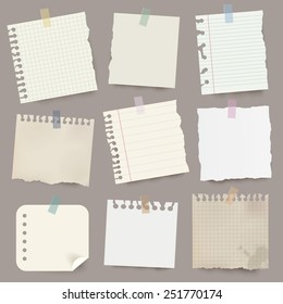 Collection Of Various Vector Note Papers.