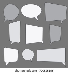A collection of various vector speech and thought communication bubbles on grey background