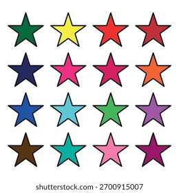 Colección de varios iconos de estrellas coloridas vectorizadas para Sitios web y recursos gráficos.