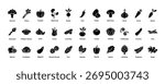 collection of various vegetable icons including broccoli, celery, pumpkin, and more