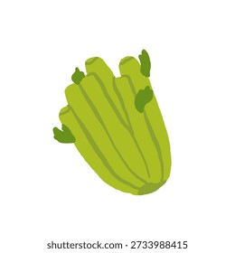 Sammlung von verschiedenen Gemüse einzeln auf weißem Hintergrund. Gesundes vegetarisches Essen. Bio-Pflanzen, Salate, Grünpflanzen und Kräuter. Farbige Vektorgrafik im flachen Cartoonstil