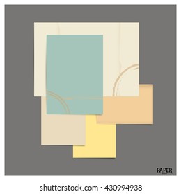 Collection of various vintage papers (paper sheets, note paper), ready for your message. Vector illustration.