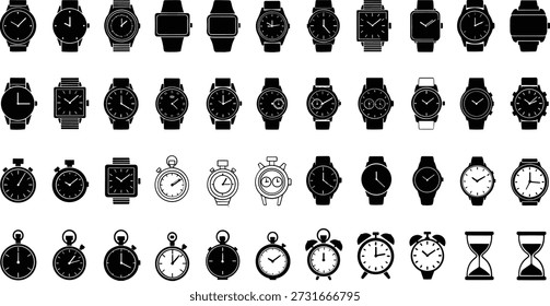 Collection of various watches and clocks