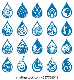 Water Drop Icons Set Isolated On Stock Vector (Royalty Free) 161057132