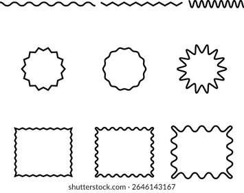 Collection of various wavy and zigzag line art elements and decorative borders on a white background