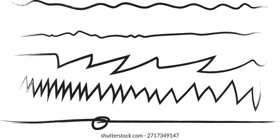 Collection of various wavy and zigzag line patterns