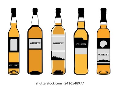 Alkoholgetränke Flaschen, Vektorgrafik-Objekte. Qualitativ hochwertiger Alkohol